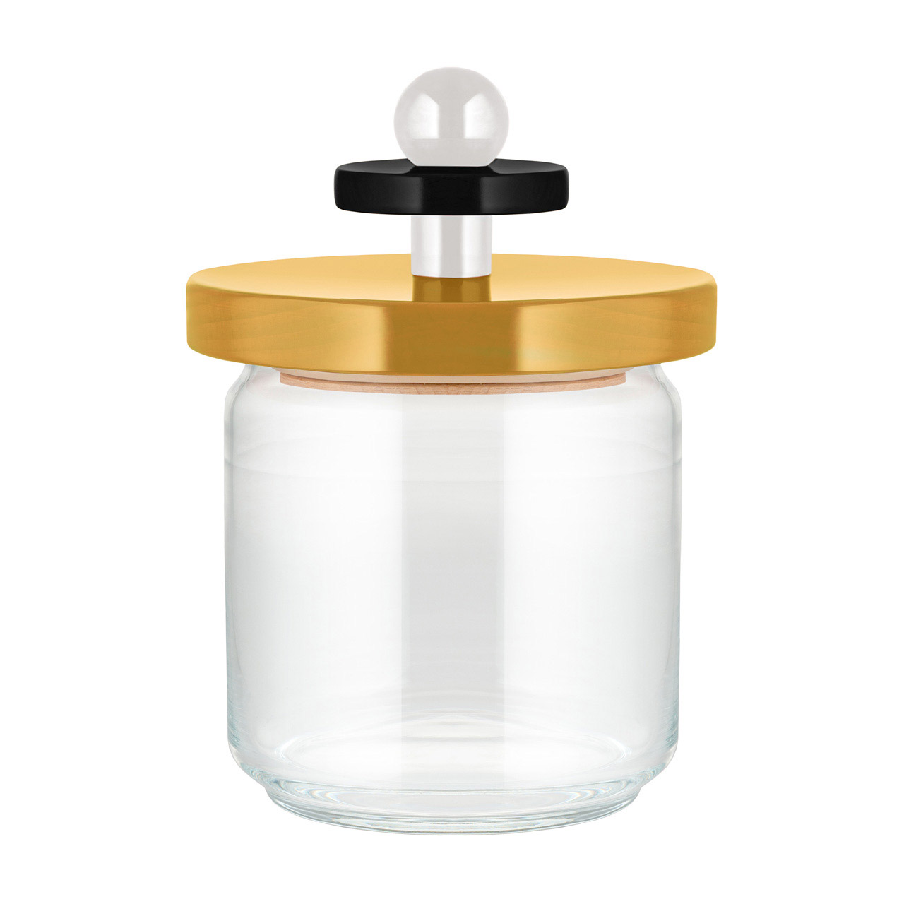 Jar 0.75 l/17 cm glass/lindenwood yellow