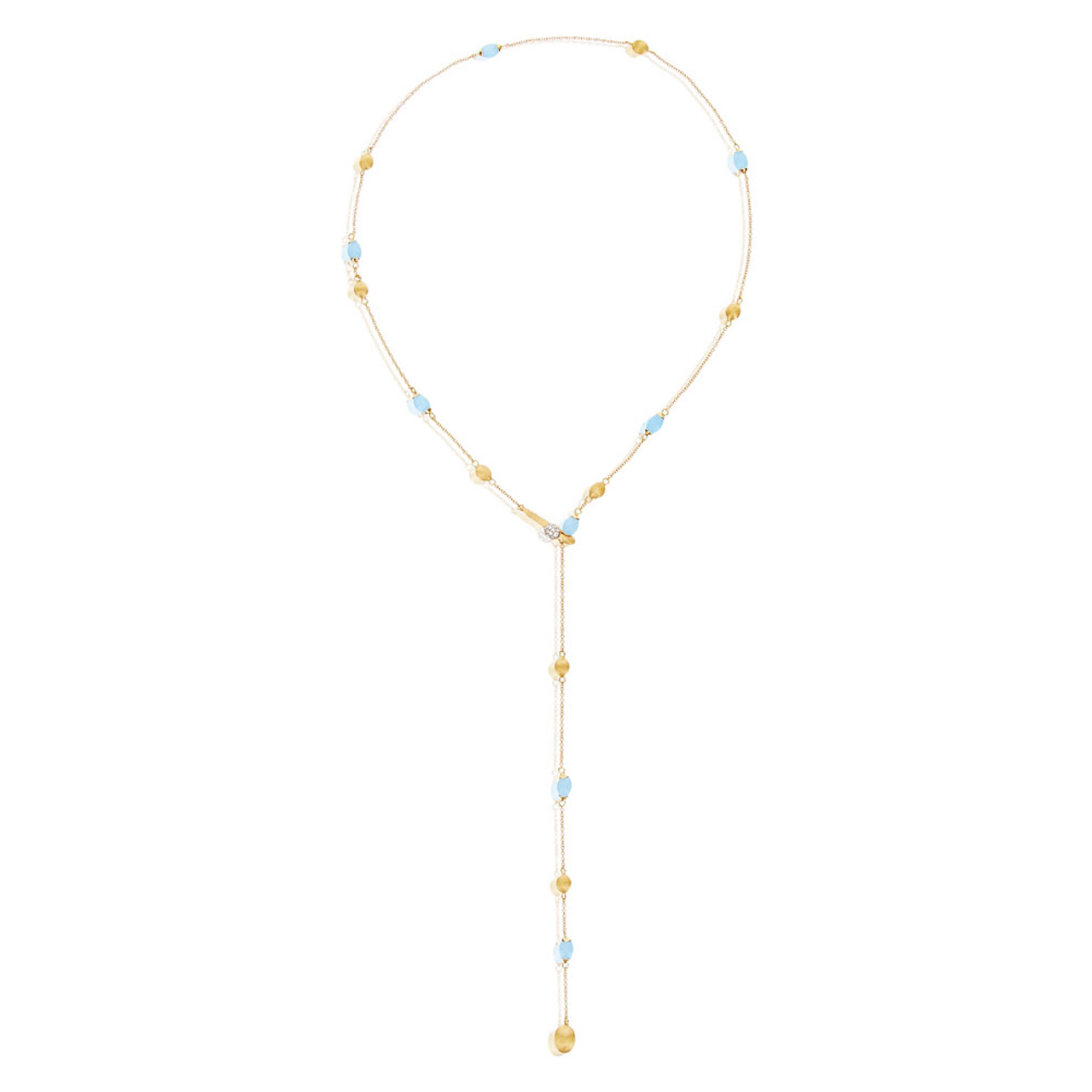 Necklace Soffio 750 yellow gold diamonds 0.079 ct aquamarine 6 ct