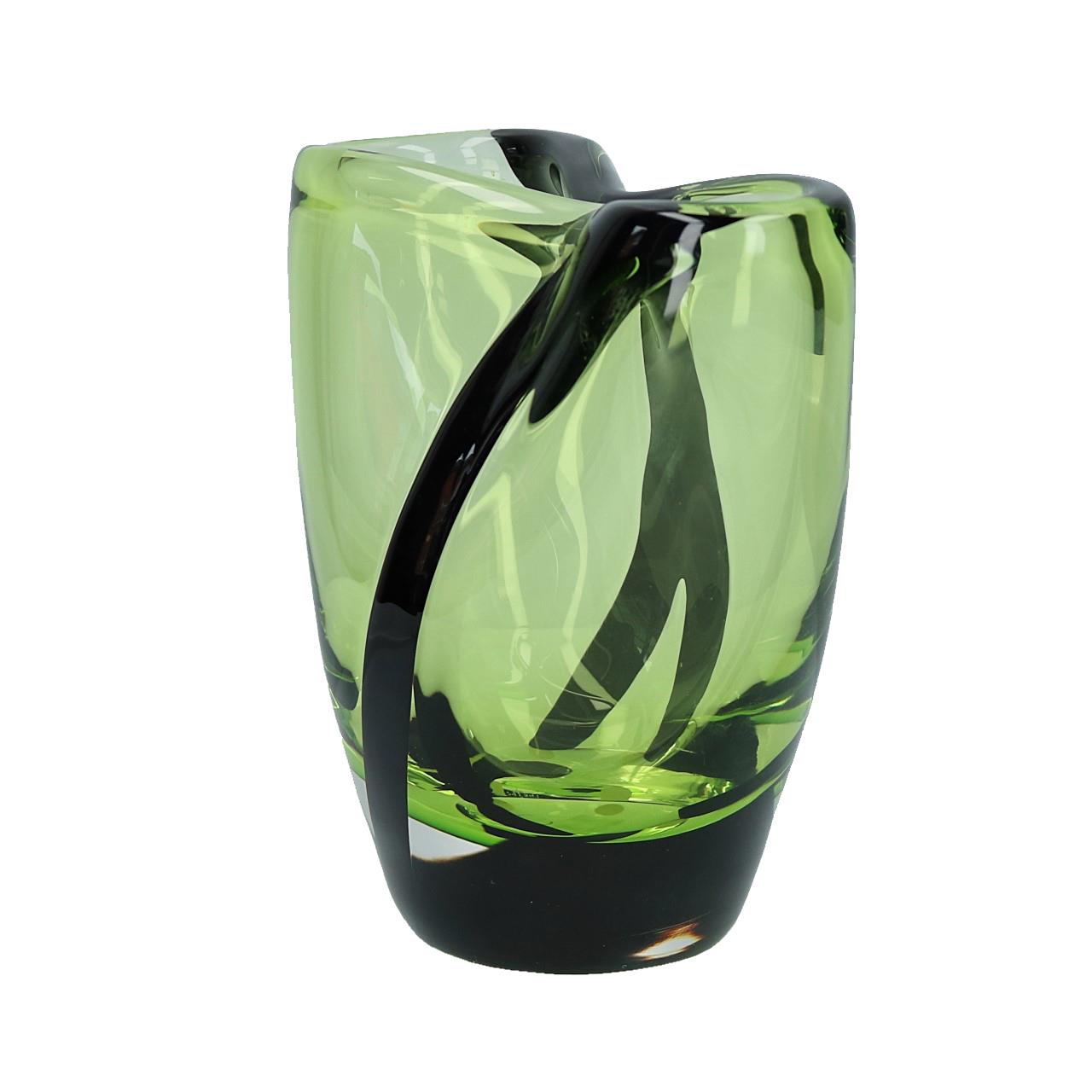 Vase 20 cm kristall/grasgrün/schwarz