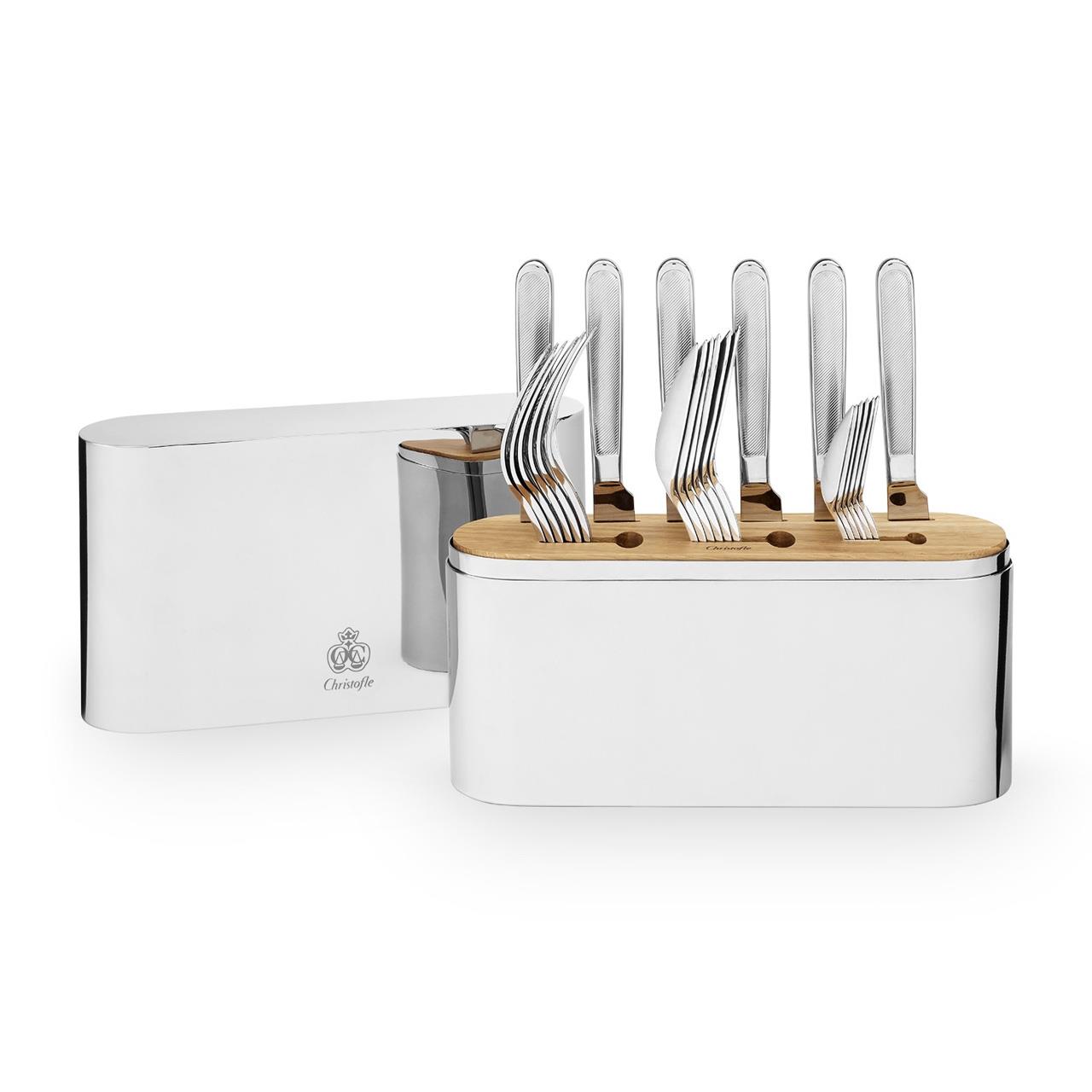 Cutlery 24-pc. Set w. Box (stainless steel cylinder oval)