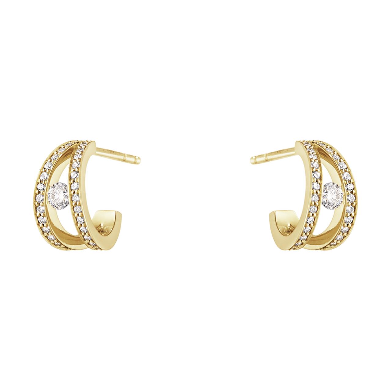 Hoop earrings brilliant cut diamonds 0.44 ct. yellow gold 750