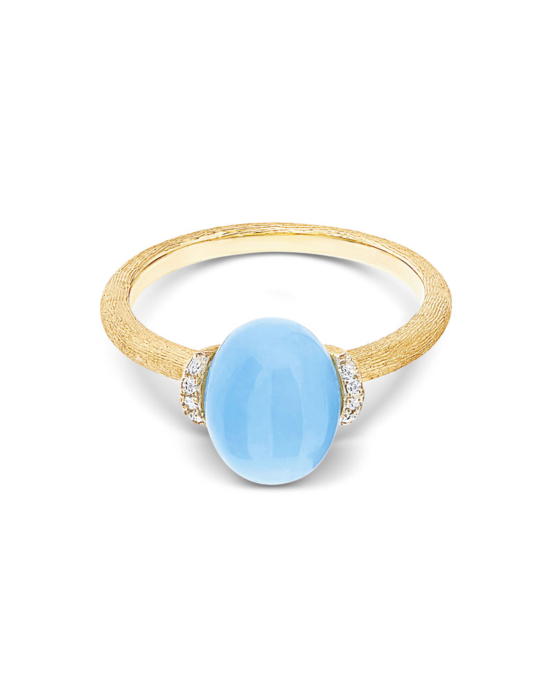 Ring 750/- Gelbgold Diamanten 0,03 ct Aquamarin 4,75 ct W54