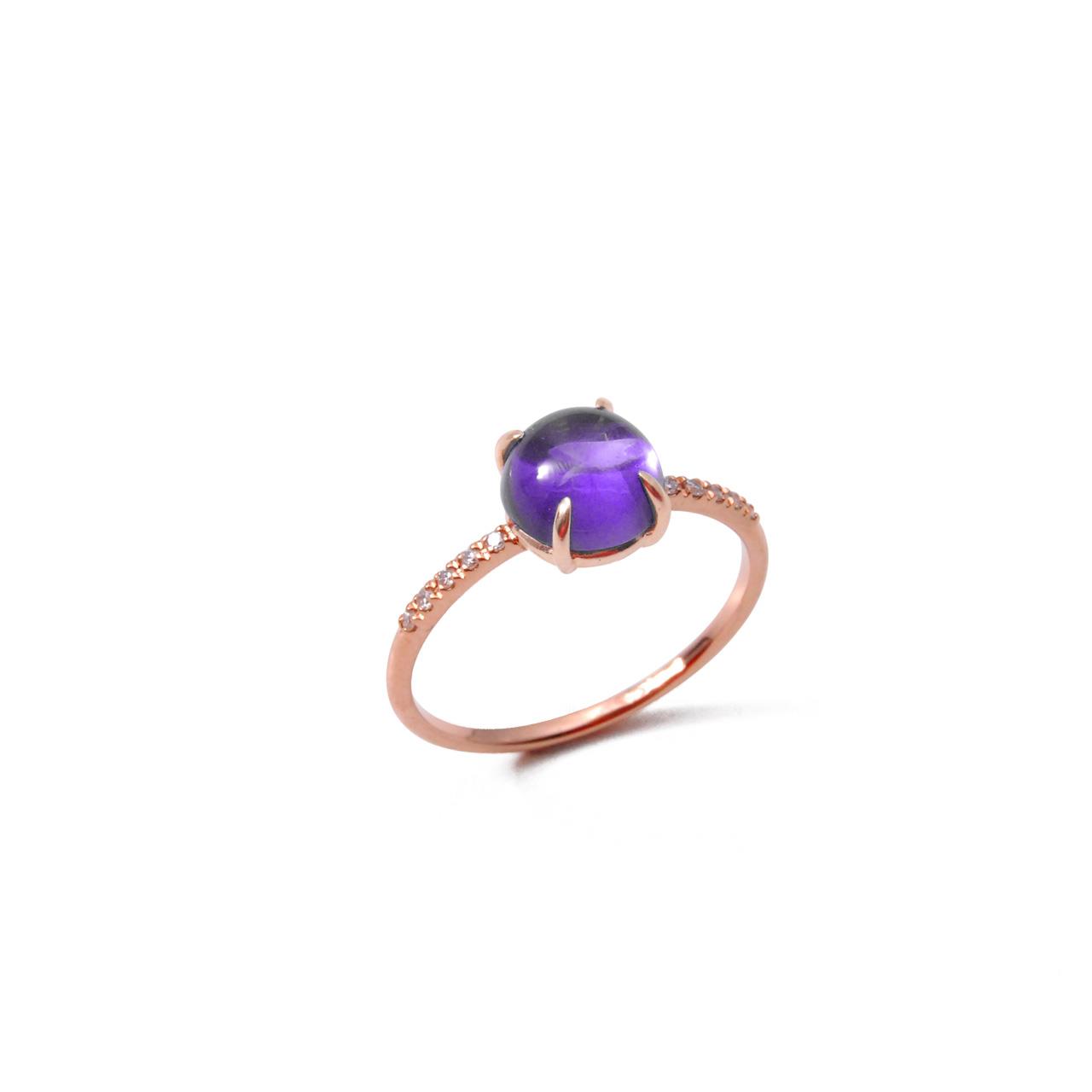 Ring Roségold 750/- Amethyst 1,5 ct Diamanten 0,05 ct G VS W53