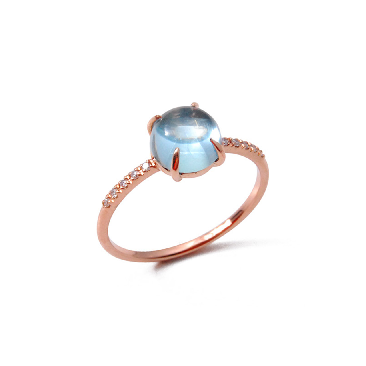 Ring Roségold 750/- Blautopas 1,90 ct Diamanten 0,05 ct G VS W54