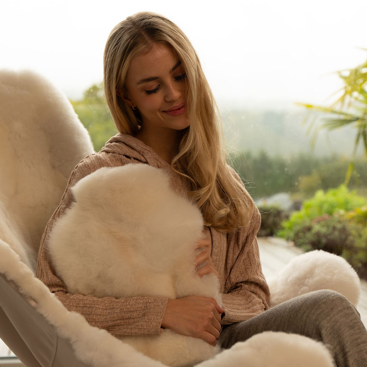 Hot Water Bottle Alpaca-Fur 3 l offwhite beige