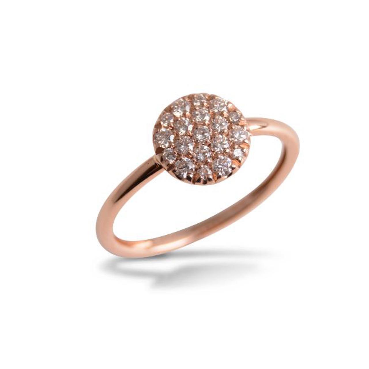 Ring round rose gold 750 diamonds 0,31 ct G SI W54