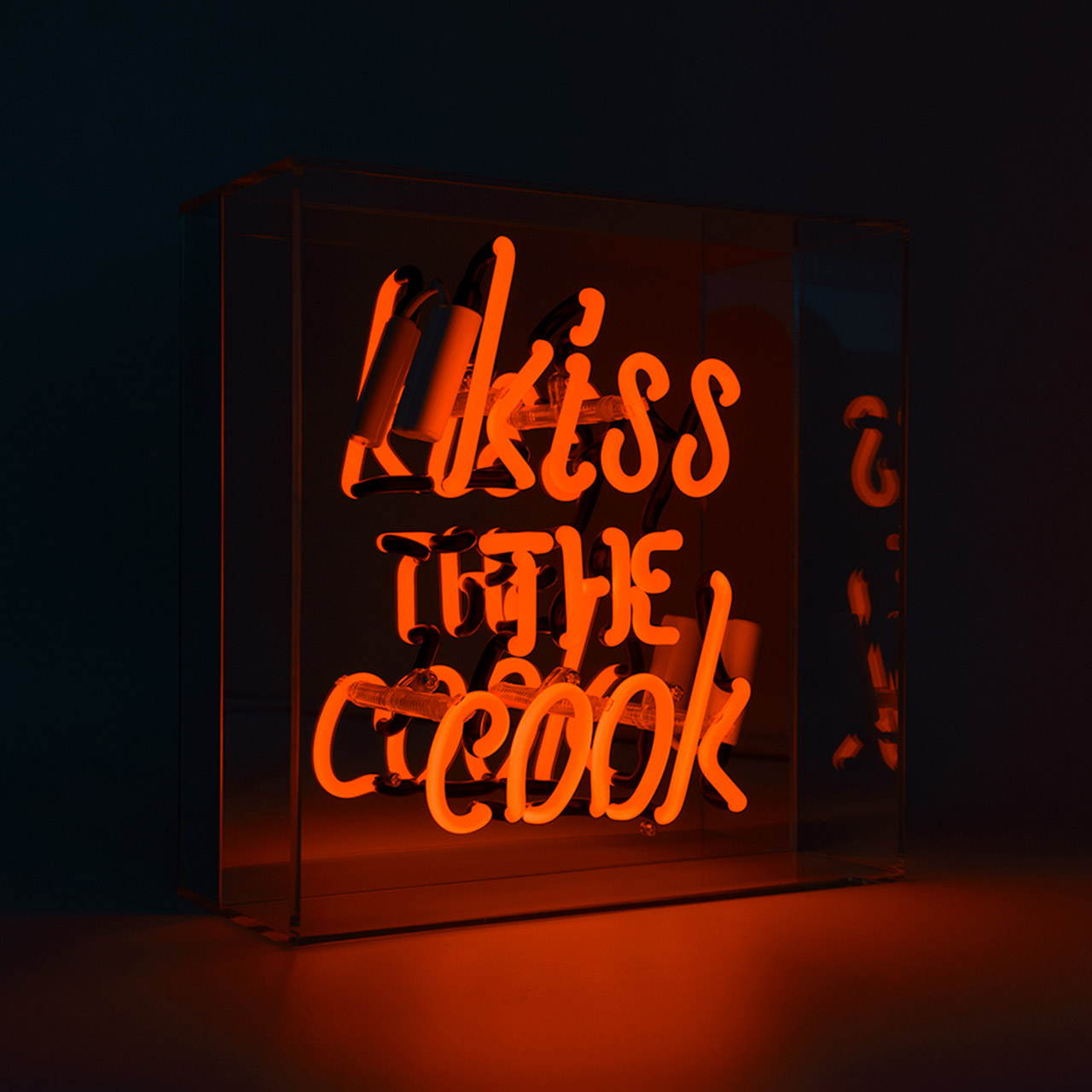 Acrylic Box Neon - Kiss the Cook Orange