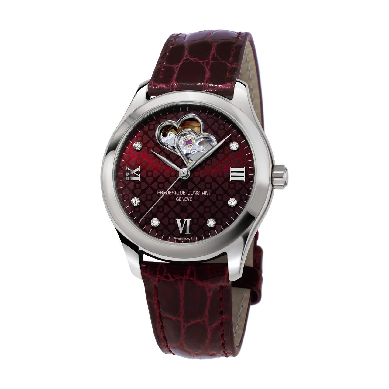 Armbanduhr Heart Beat Ladies Automatik Burgunder Zifferblatt