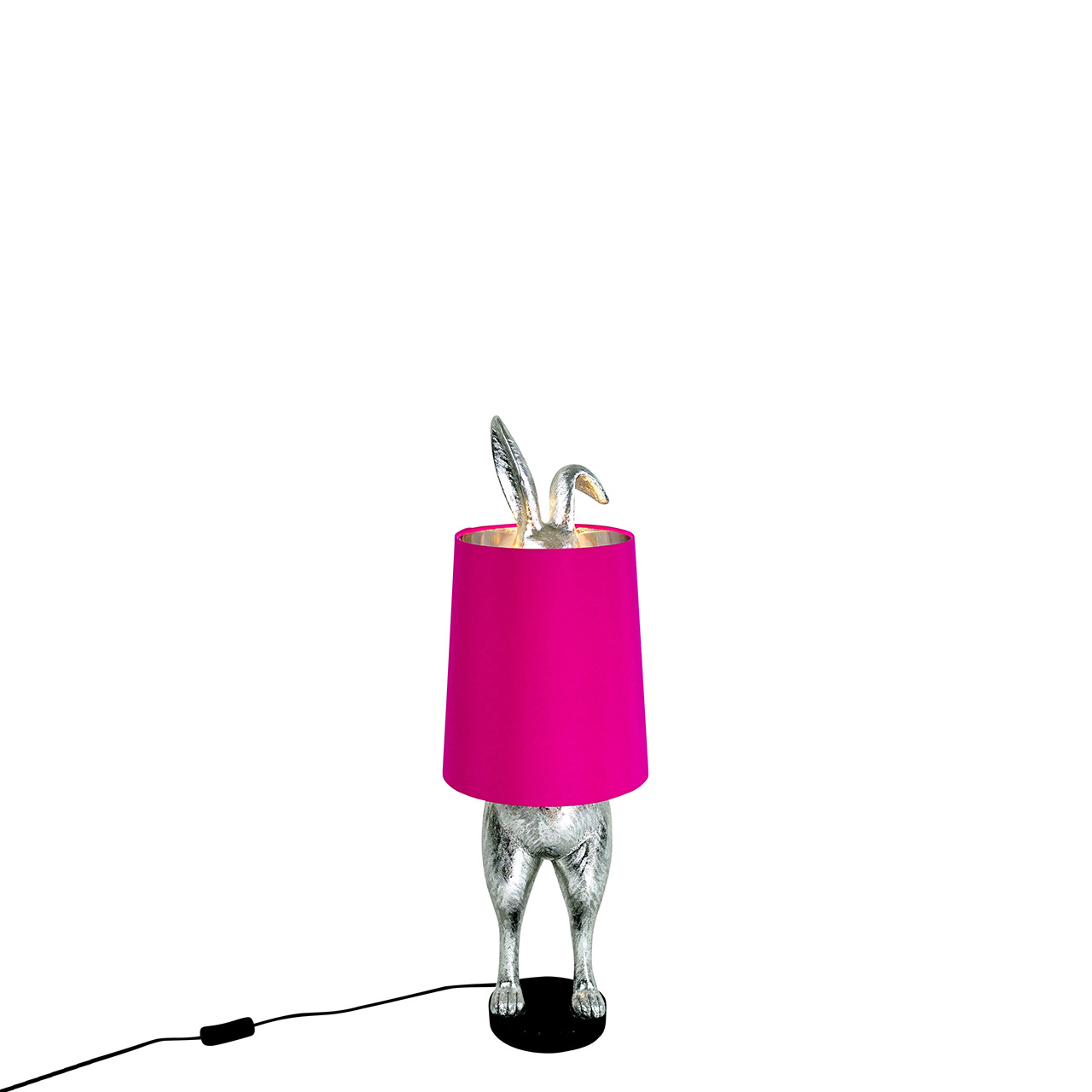 Tischleuchte Hiding Bunny 74 cm silber/magenta