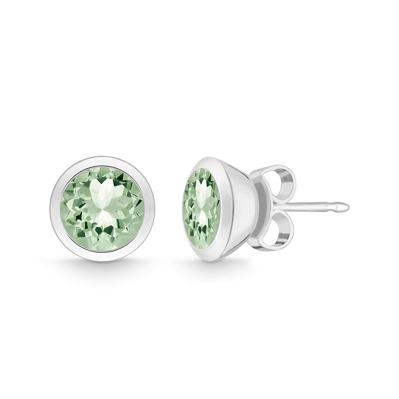 Stud Earrings sterling silver 925 prasiolite treated