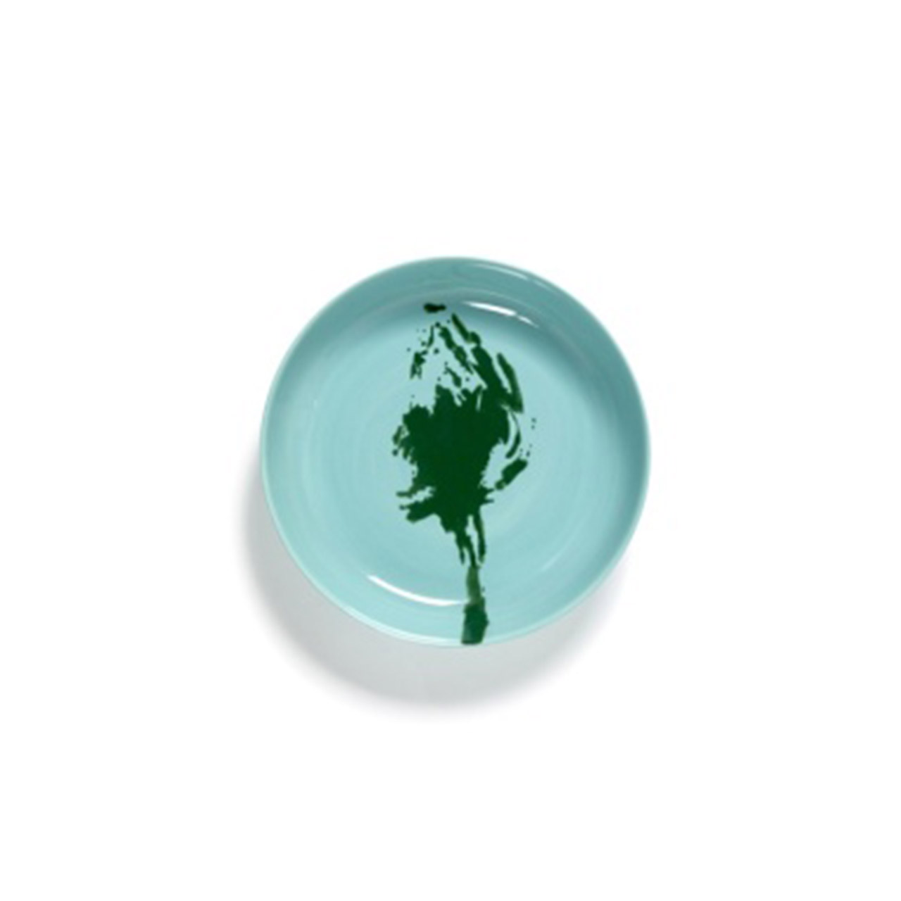 Plate high 22 cm azure Artischoke green