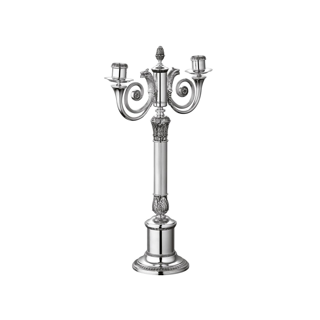 Candlestick 2-lights silver plated