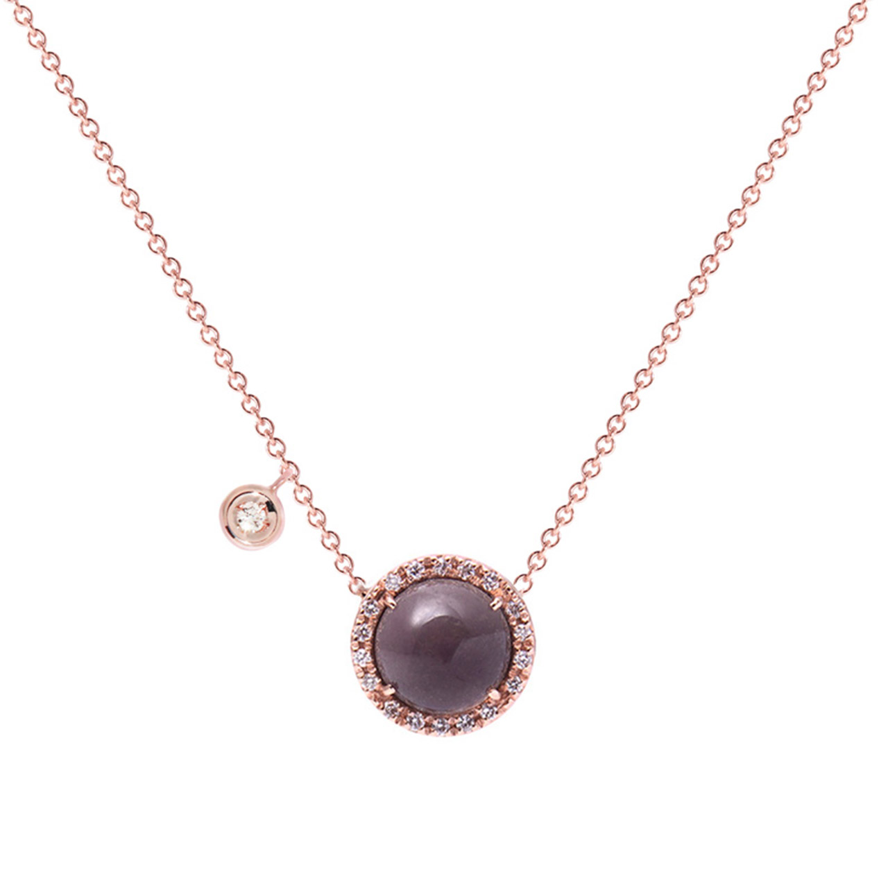 Kette mit Anhänger Roségold 750/- Rauchquarz 1,5 ct Diamanten 0,08 ct G SI