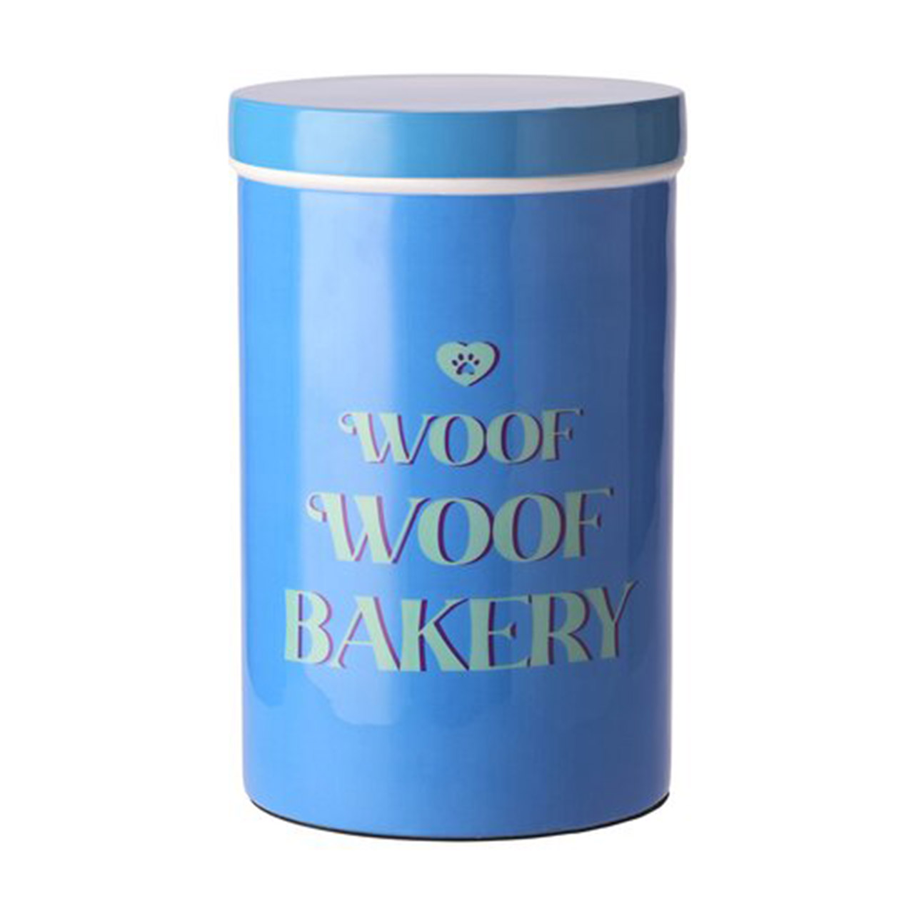 Treat tin motif: Woof woof bakery, blue