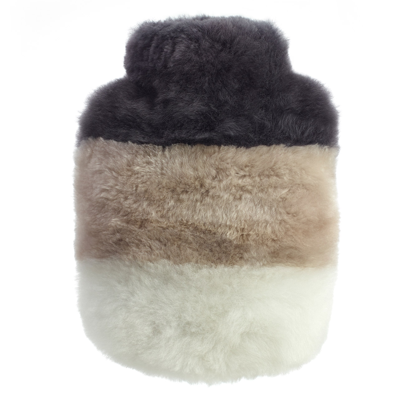 Hot Water Bottle Alpaca-Fur 1.8 l striped grey