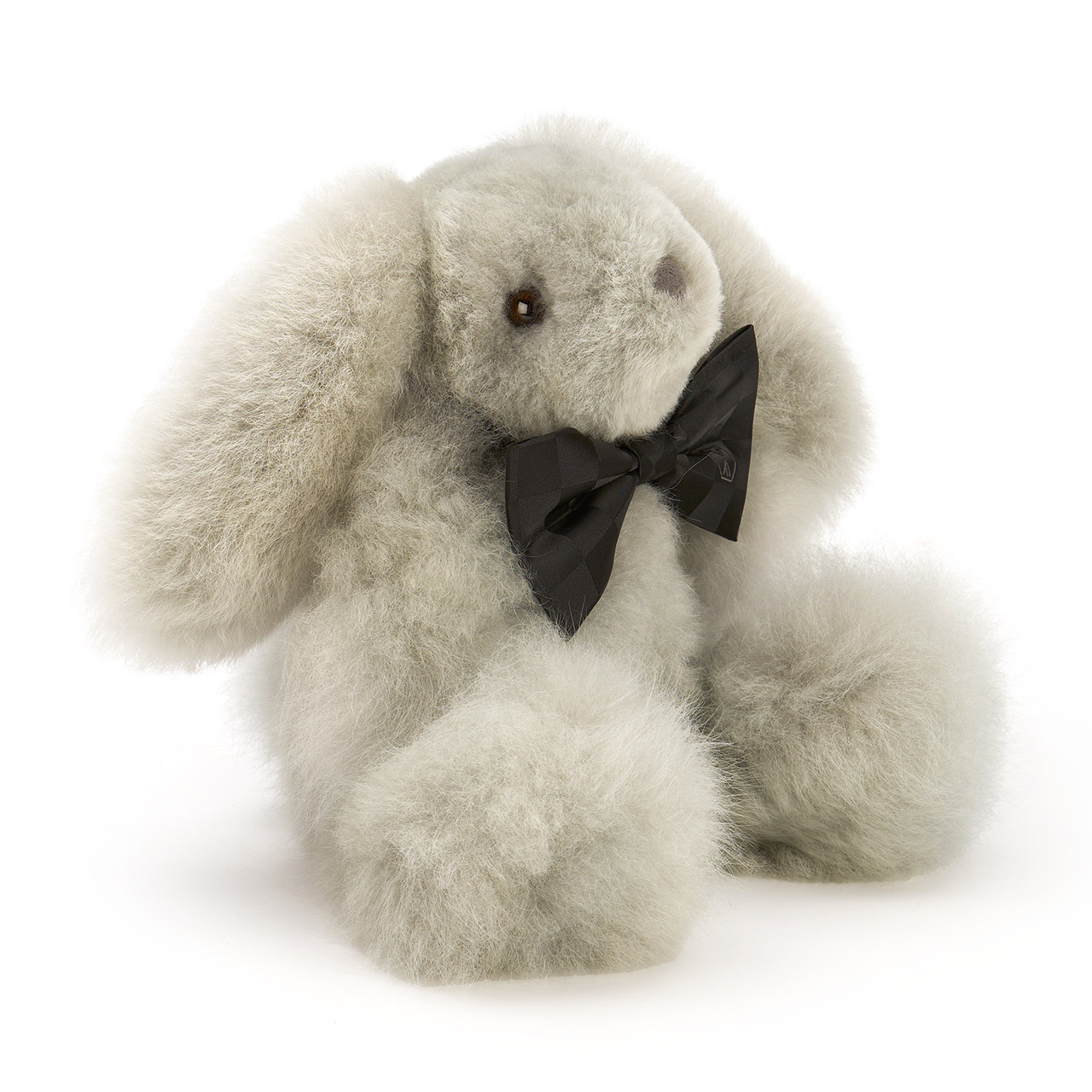 Stofftier Hase Alpaka-Fell medium silver gray