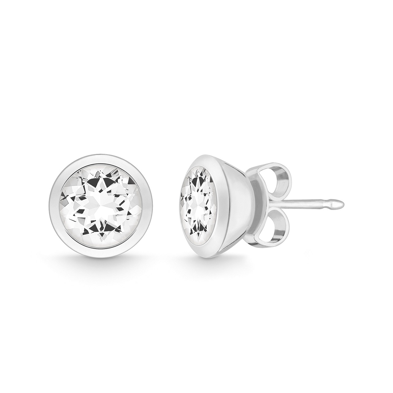 Stud Earrings sterling silver 925 white topaz