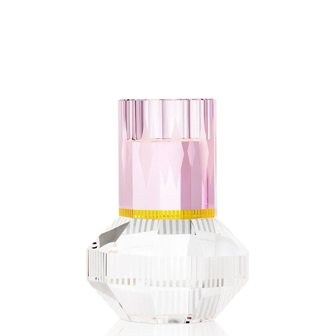 Tealight Holder 13 cm pink/yellow/clear