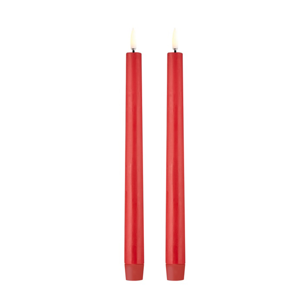 Taper candle LED 2er Set  2,3x25 cm red