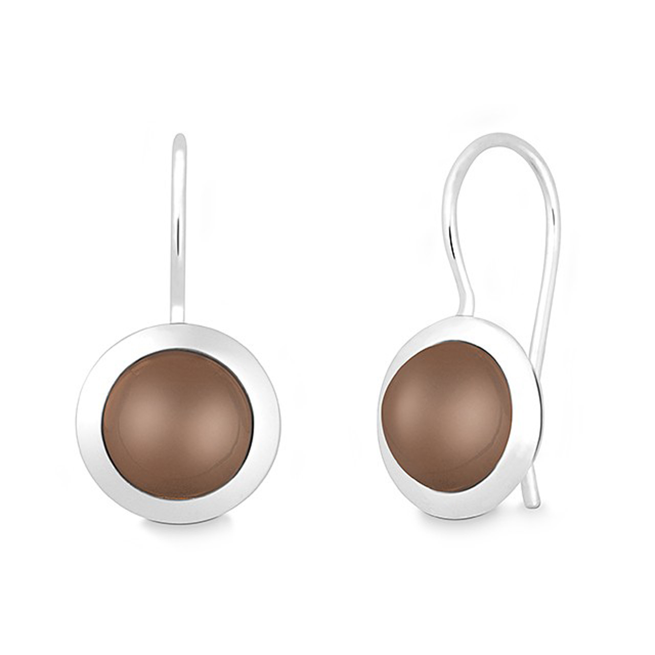 Earrings round sterling silver 925 moonstone choco