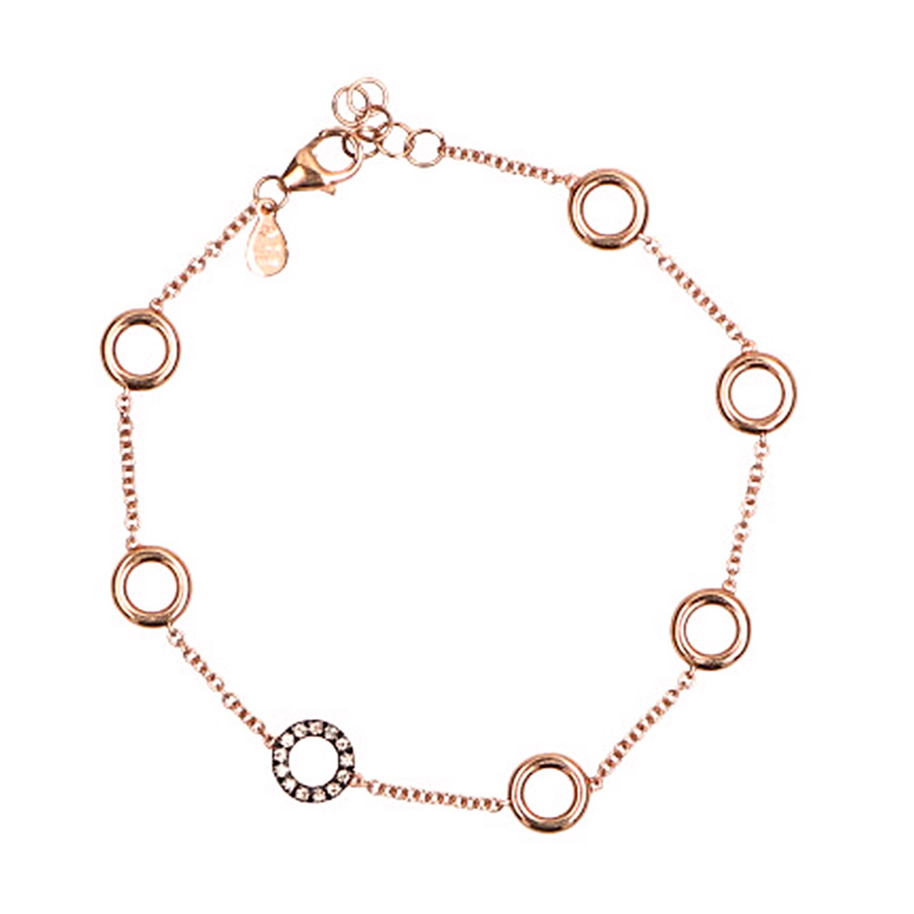 Bracelet rose gold 750 white and brown diamonds 0,17 ct