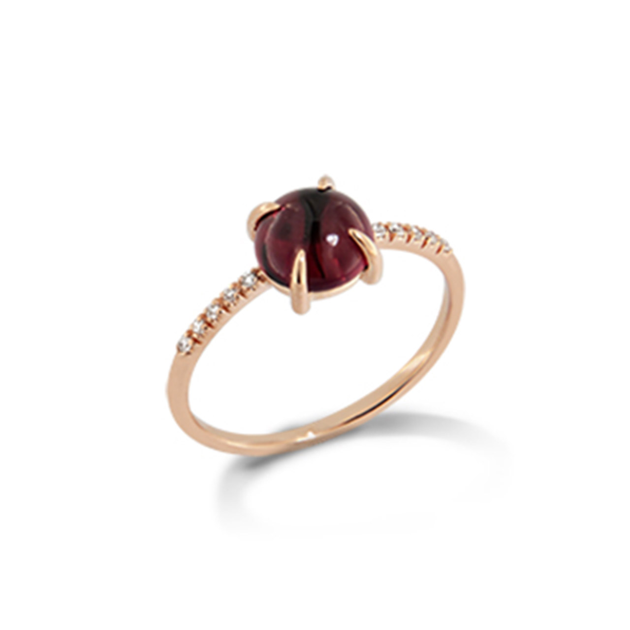 Ring Roségold 750/- Granat 1,95 ct Diamanten 0,05 ct G VS W54