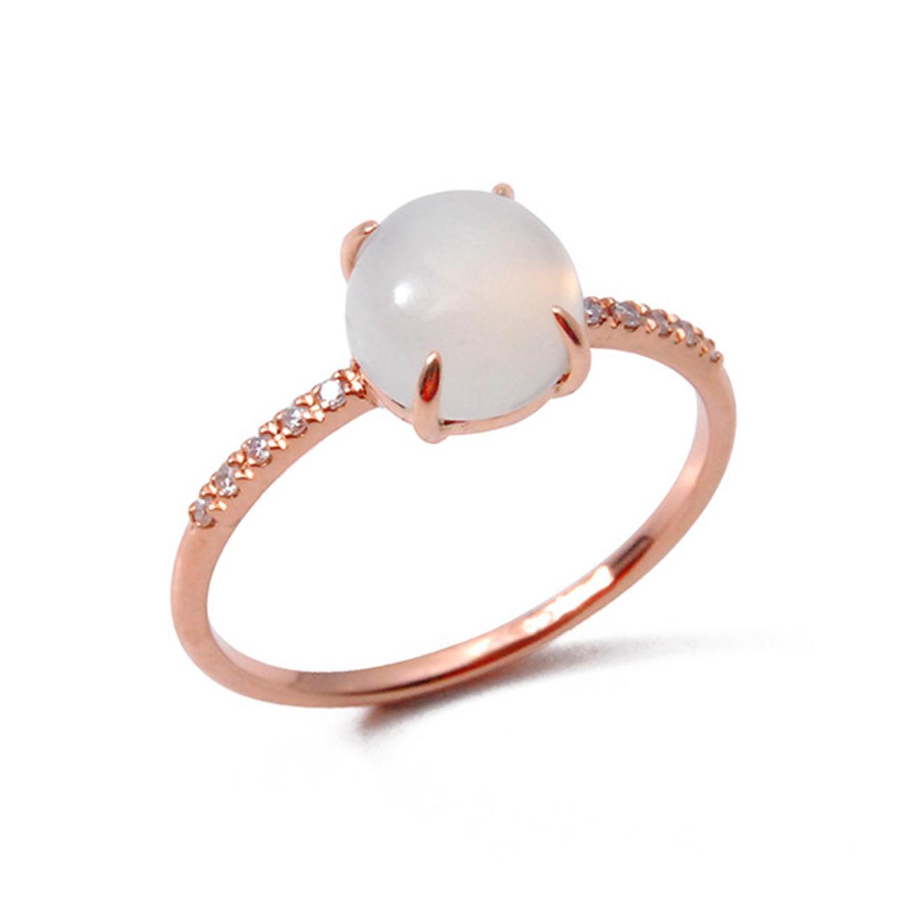 Ring Roségold 750/- Mondstein 1,5 ct Diamanten 0,05 ct G VS W53