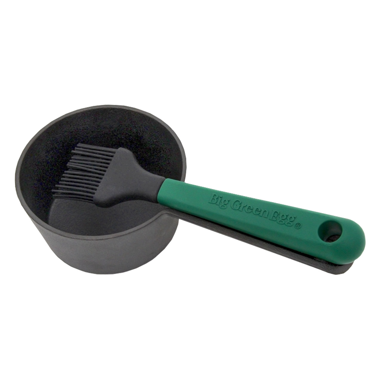 Cast iron sauce pot with basting brush