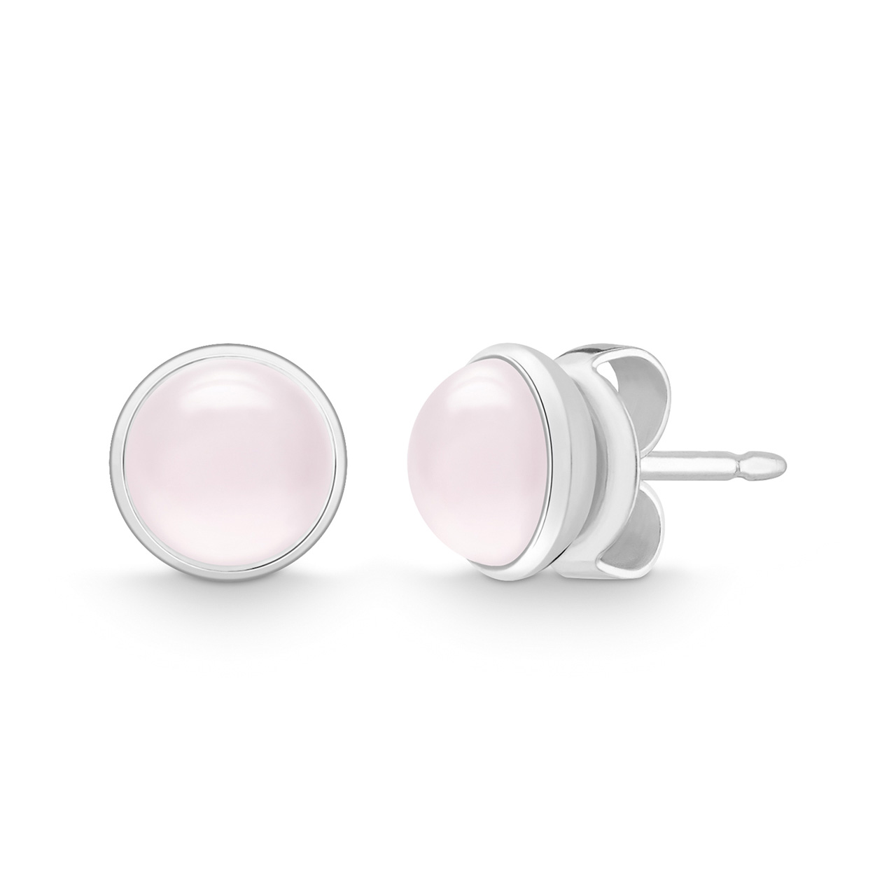 Stud Earrings sterling silver 925 rose quartz