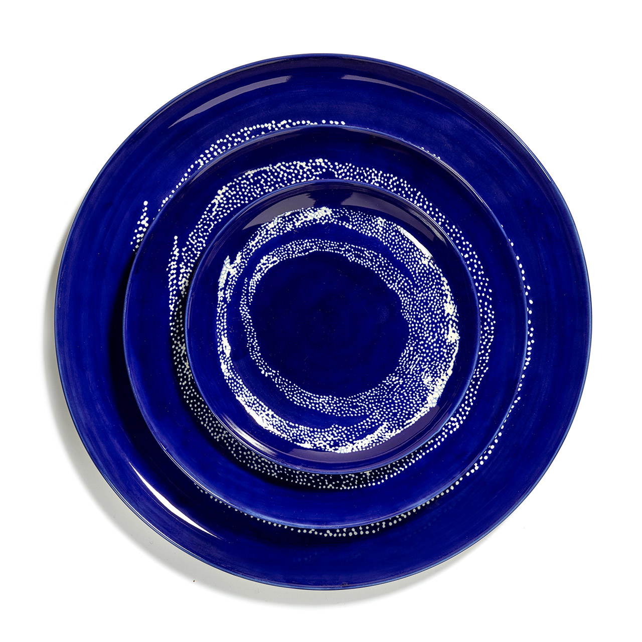 Teller S 19 cm lapis lazuli & Swirl - Dots weiß