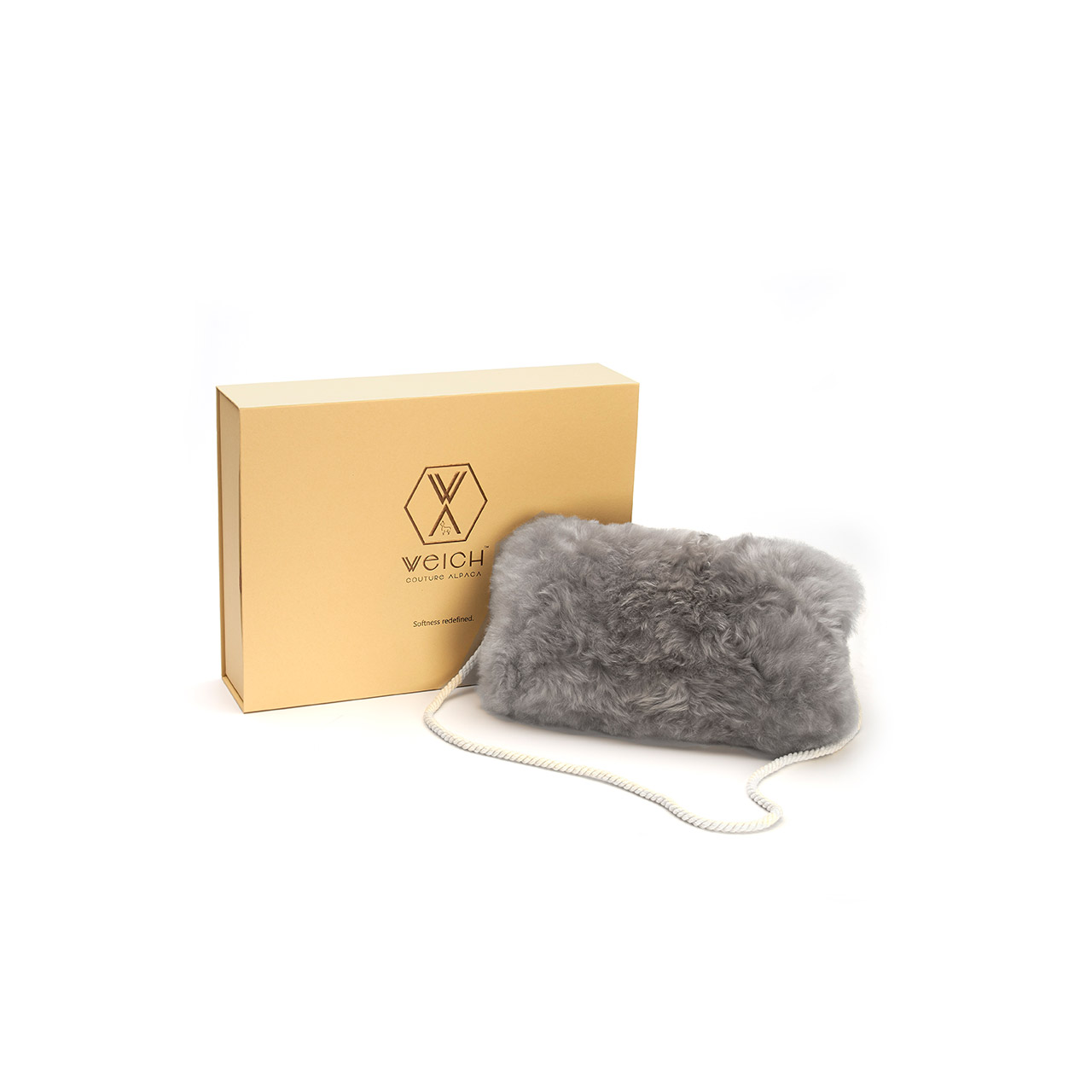 Muff alpaca fur silver gray