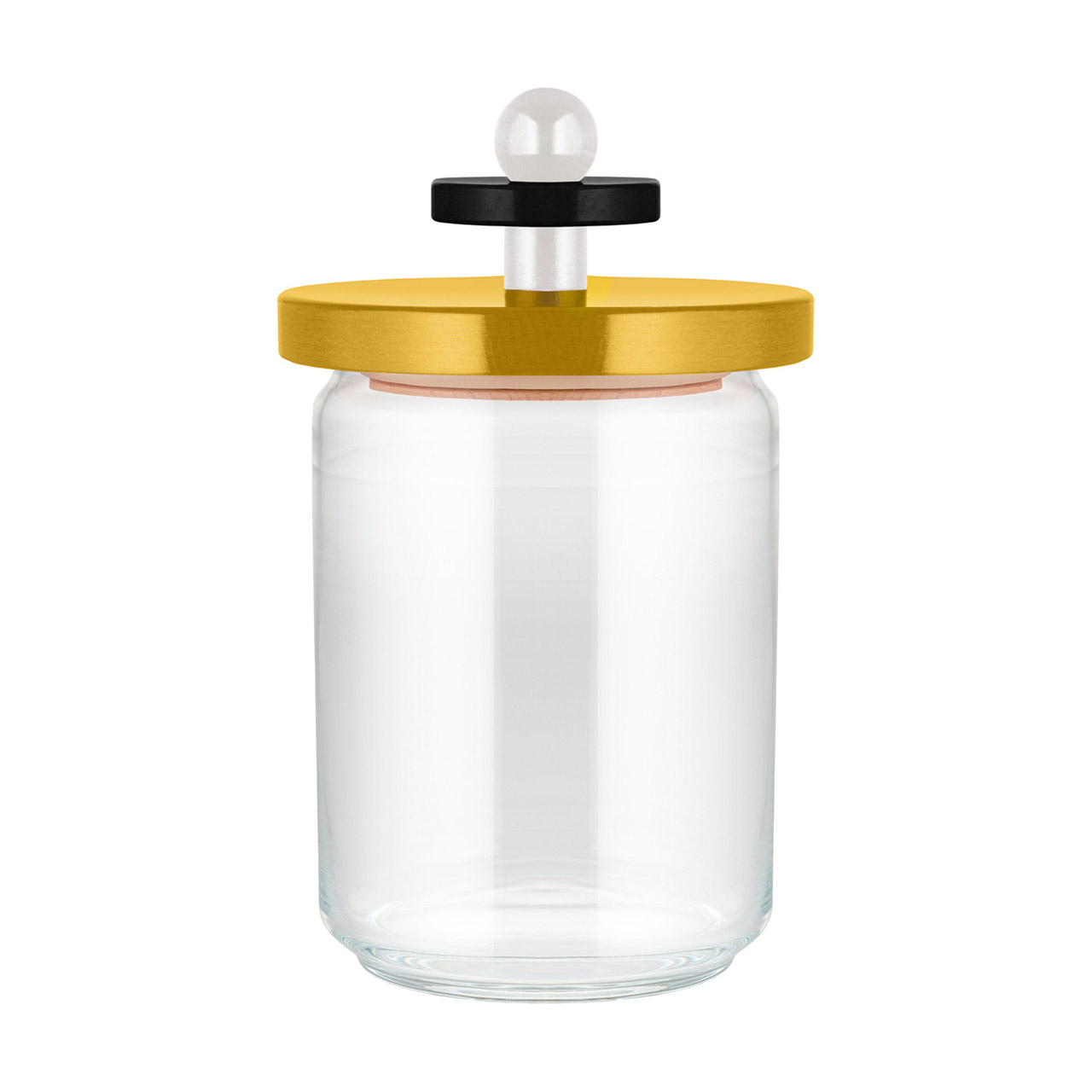 Jar 1.00 l/20,5 cm glass/lindenwood yellow