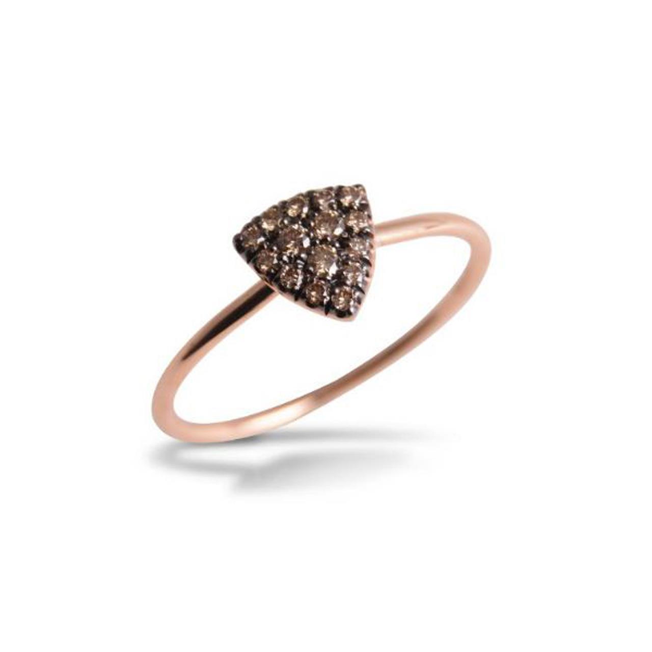 Ring dreieck Roségold 750 braune Diamanten 0,15 ct W55