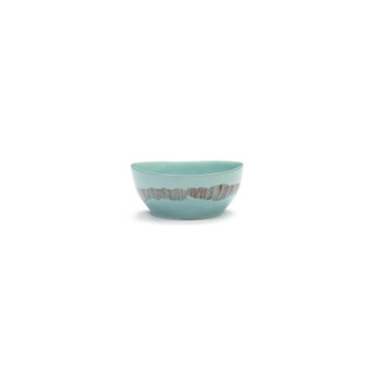 Bowl S 16 cm azure & Swirl - Stripes red