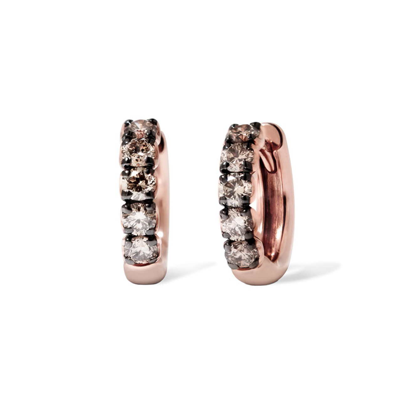 Hoop earrings rose gold 750 brown diamonds 0.60 ct G VS