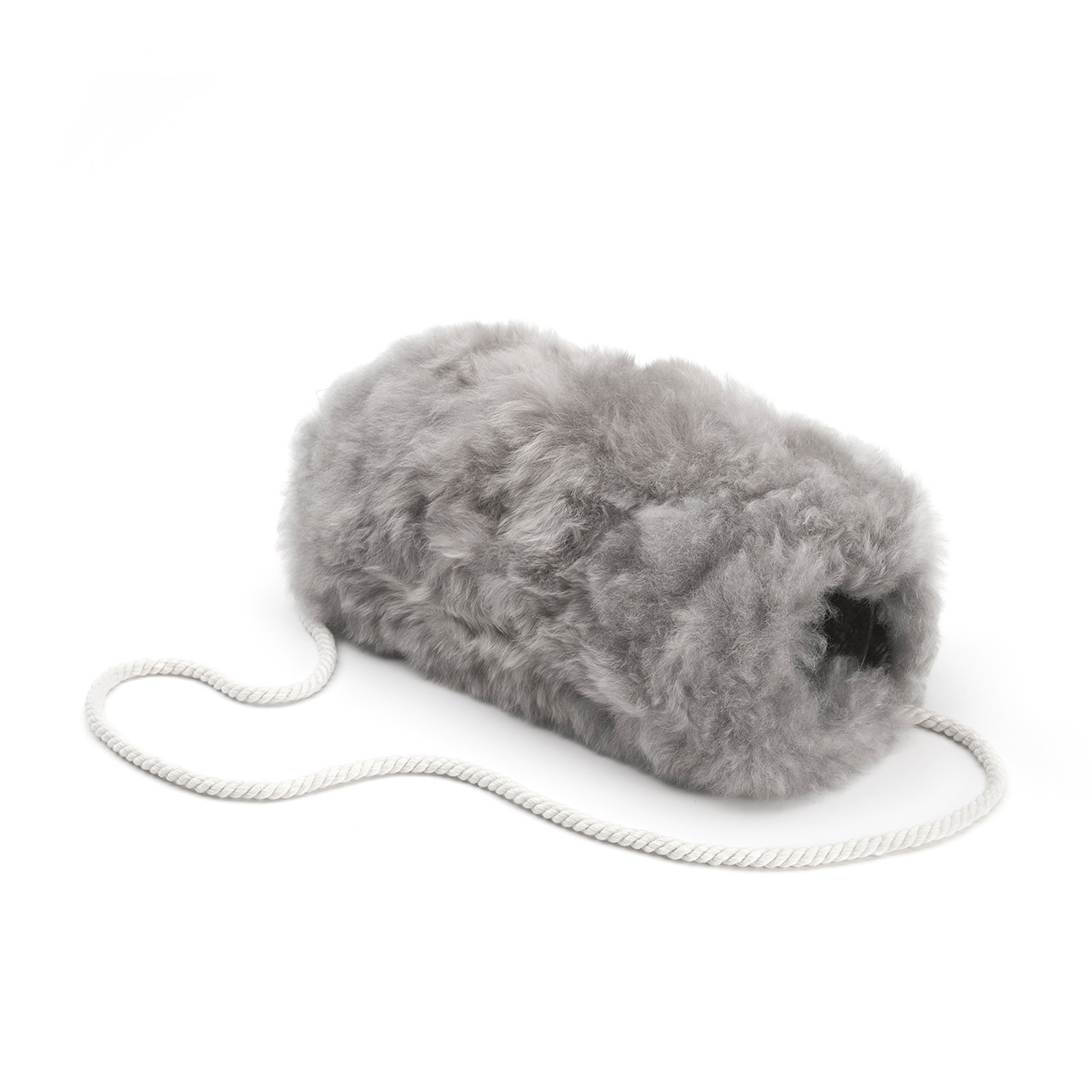 Muff alpaca fur silver gray