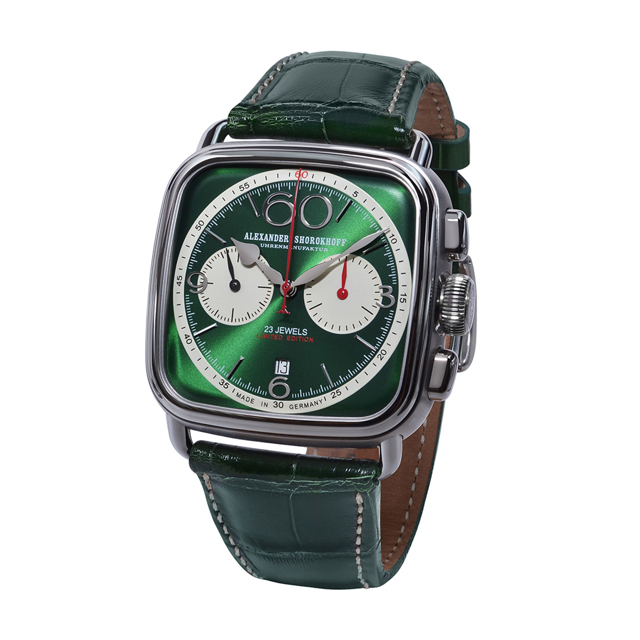 Watch Square&Round Chrono hand-wound green