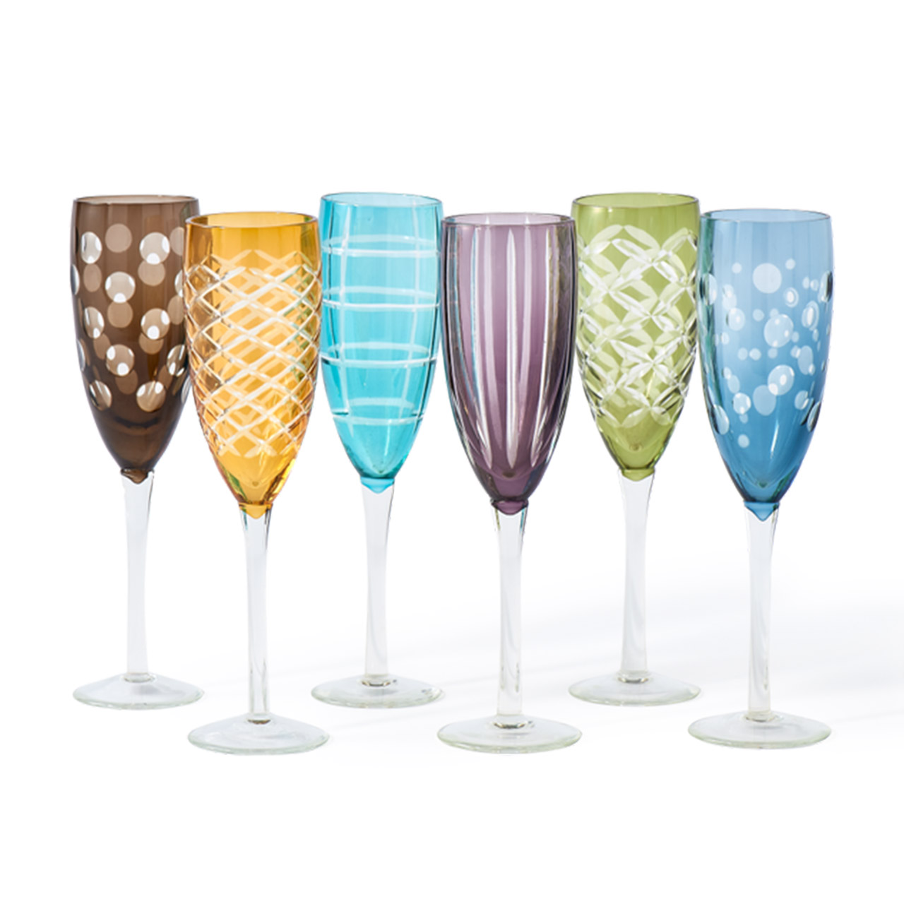 Champagne glass set 6 pcs. multicolored