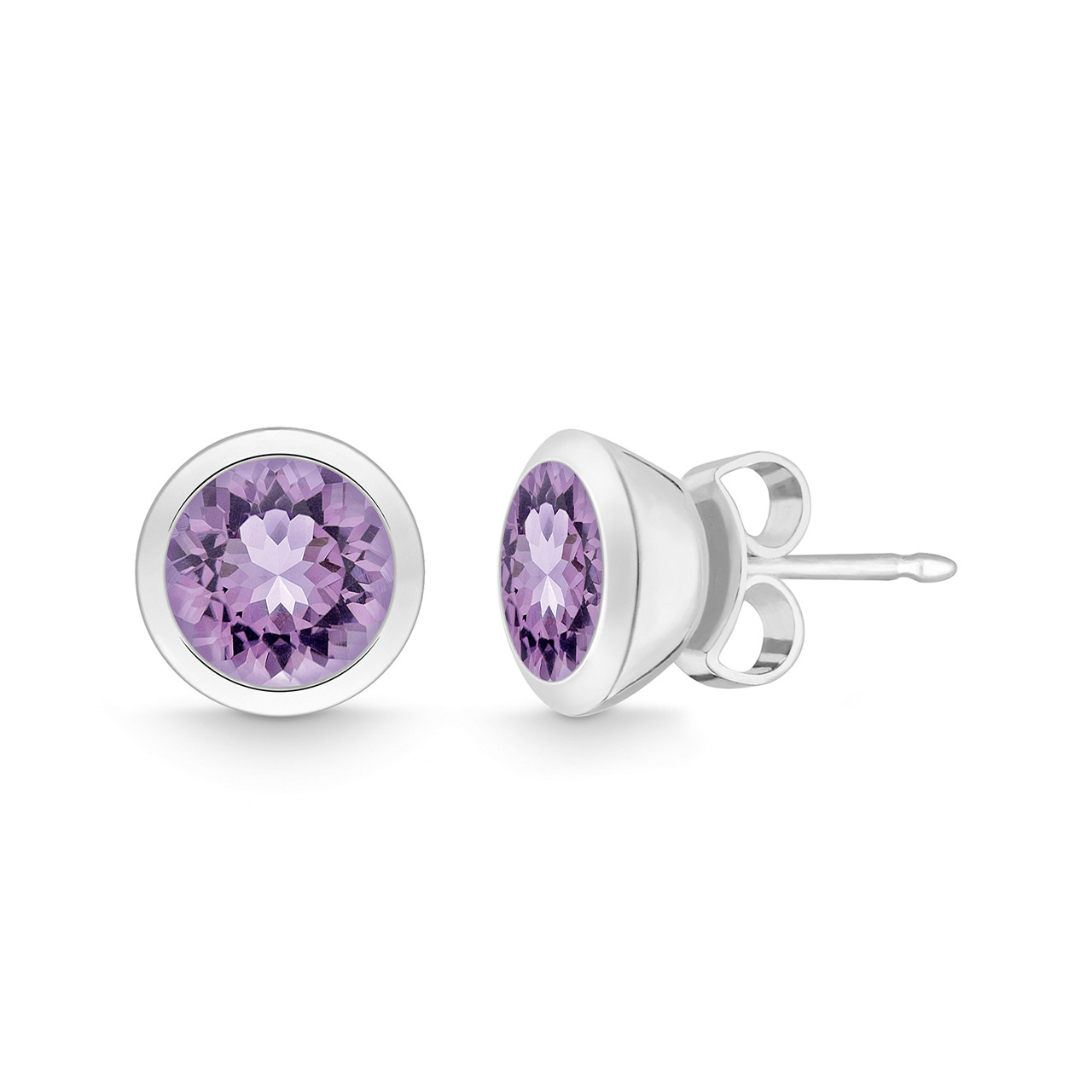 Stud Earrings sterling silver 925 amethyst